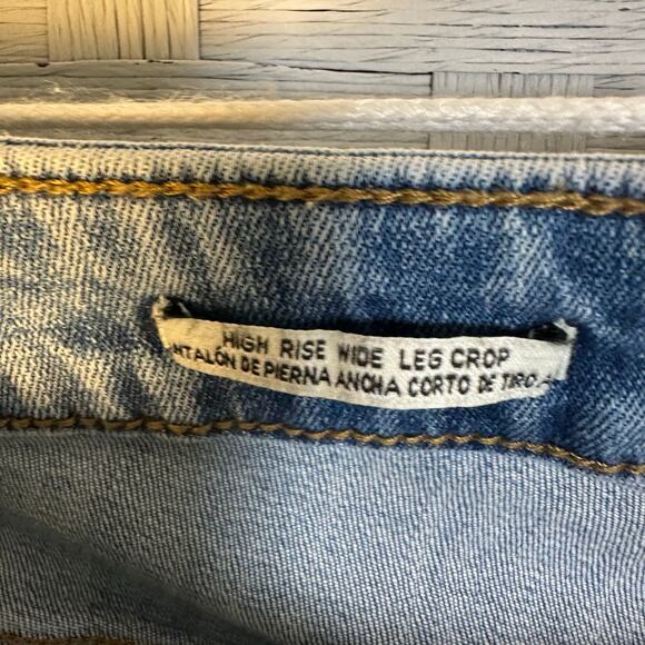 Ava & Viv women’s jeans high rise crop distressed raw hem wide leg plus size  - Picture 3 of 14